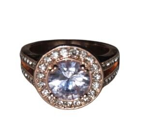 Rose Gold Tone Costume Ring Size 7 Gift Sparkle Glam Coquette Statement Present